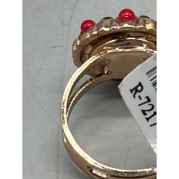 Mariana ring orange red crystals one size round R-7217 1202 READ NEW - Picture 8 of 8